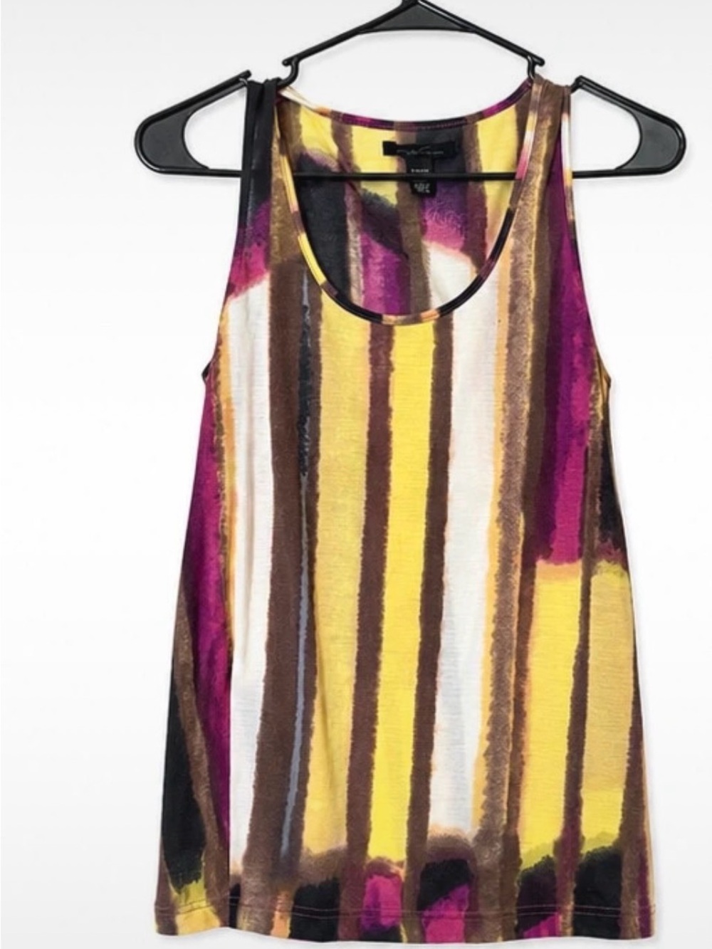 Kenneth Cole Striped Scoop Neck Tank - Yellow, Pink & Brown
